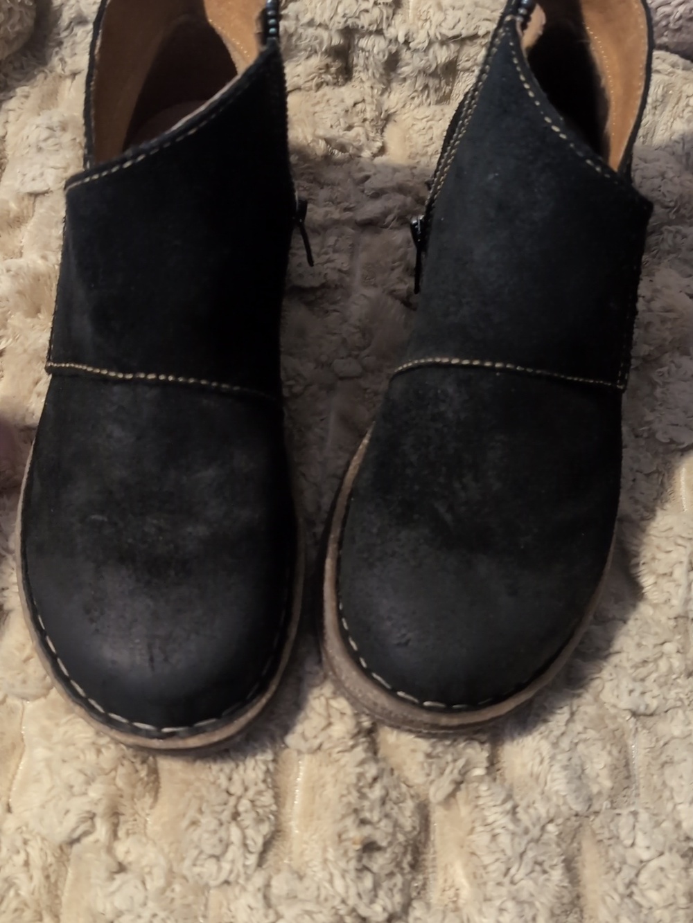 Born Black Suede Tora Bootie with Brown Cork Sole - Picture 4 of 9